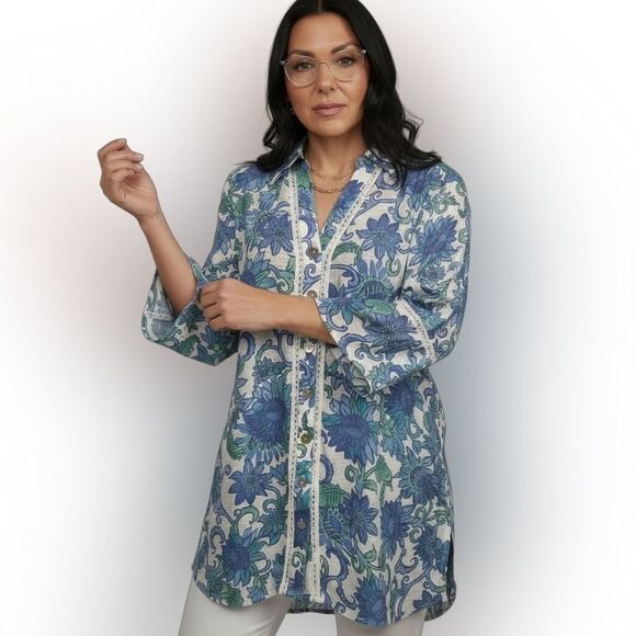 Ruby Rd. Floral Button-Up Blouse - Picture 1 of 6